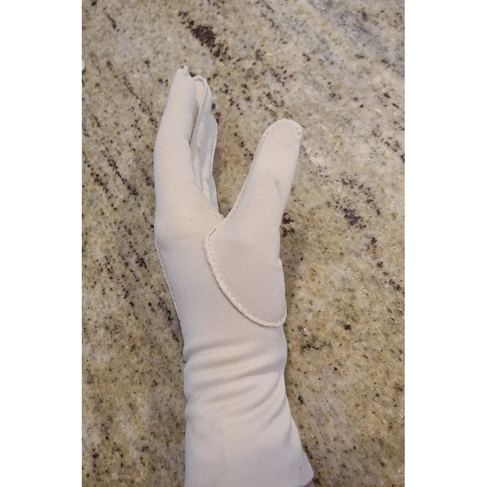 Vintage One Size Beige Formal Nylon Stretch Gloves 10